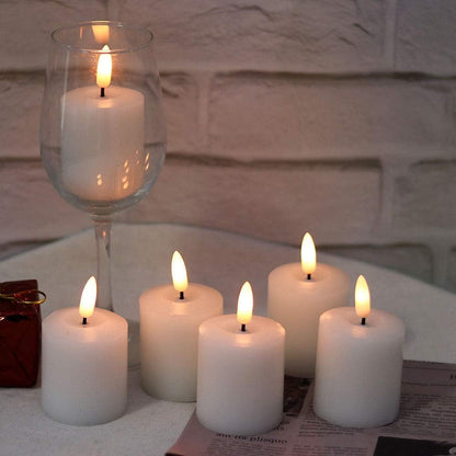 Flameless Votive Candles with 6 Hour Timer Battery Operated White Small LED Flickering Candles Halloween Christmas Dinner Decor(6 Pack, 2 X 3.2 Inches)
